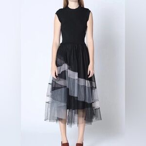 Gracia Black and Gray Dress with Tulle skirt